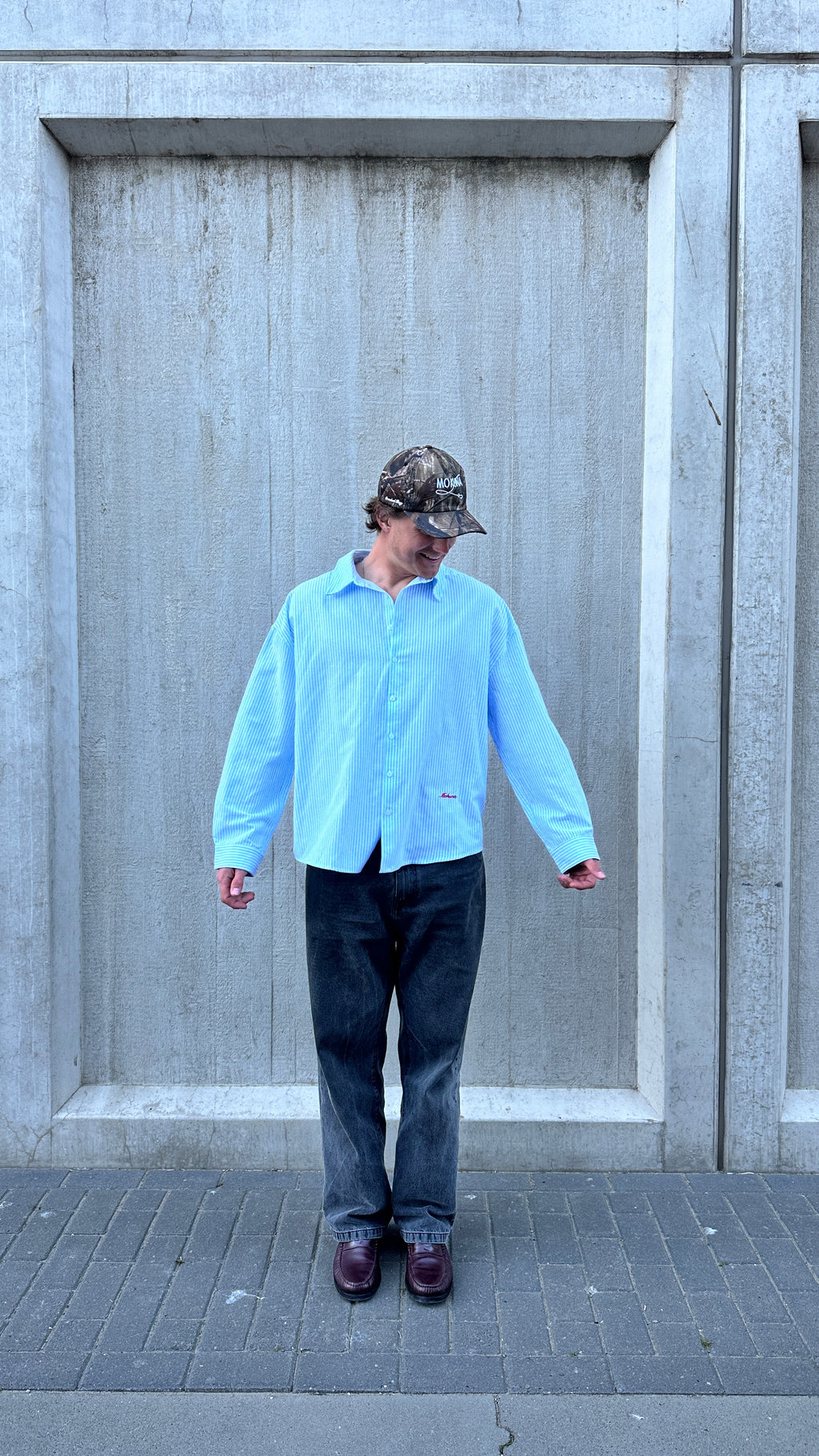 overhemd baby blue white